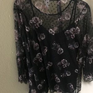 Floral Sheer top with cami